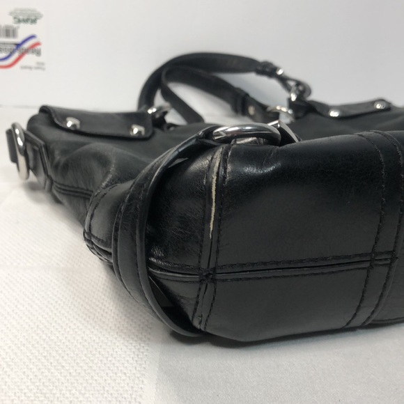 MICHAEL KORS Black Leather Buckle Accents Slim Crossbody Bag silver hardware - Picture 11 of 16